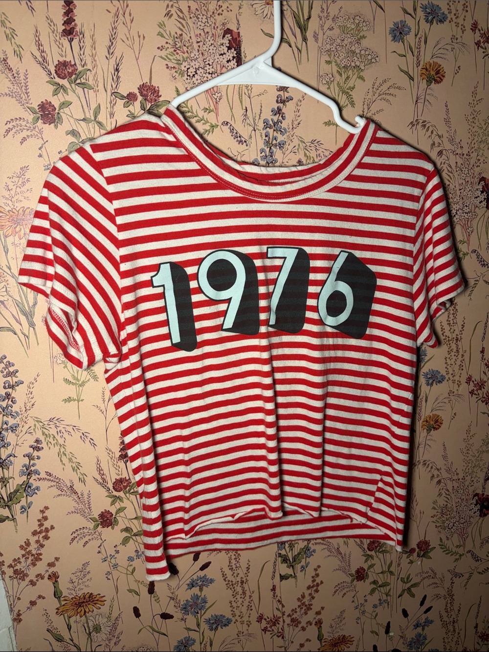 Current/Elliott Red and White Striped 1976 Crop Tee